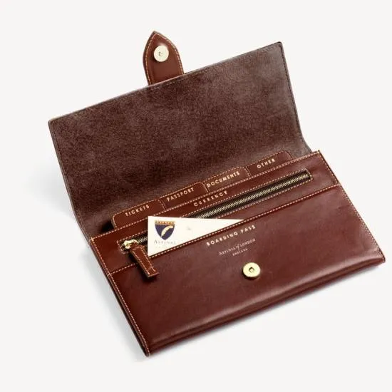 Deluxe Travel Wallet Smooth Cognac and Espresso Suede WomenMen Aspinal Of London Travel Wallets