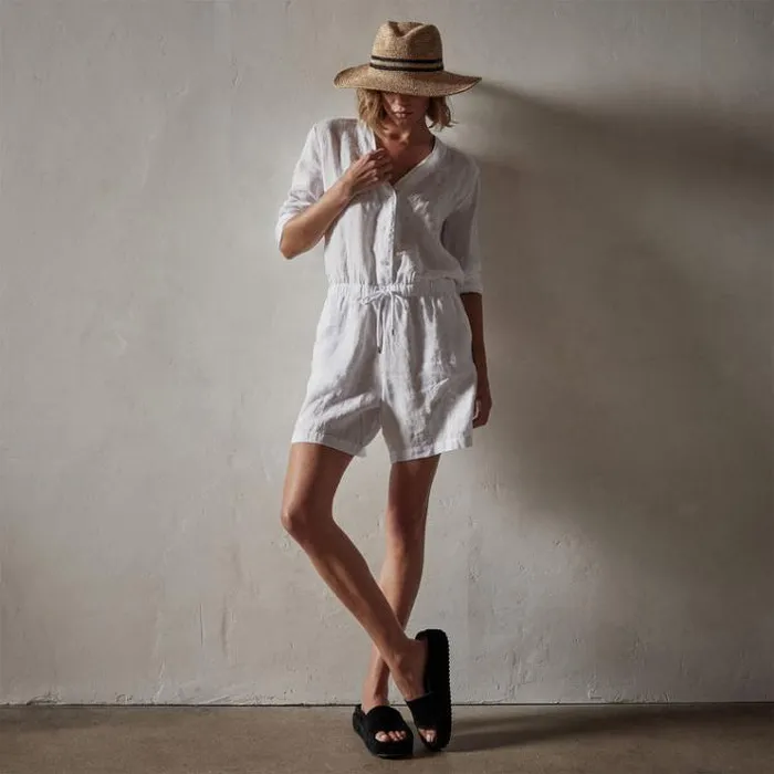 DressesJumpsuits Women James Perse Lightweight Linen Romper White