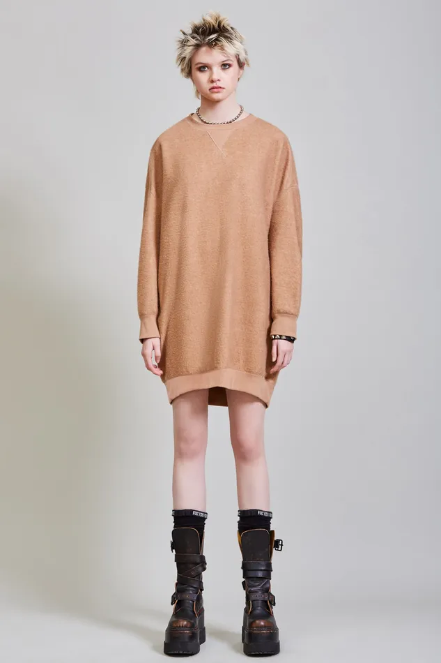 Dresses Women Grunge Sweatshirt Dress 8211 Camel R13