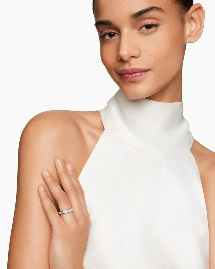 DY Eden Band Ring In Platinum With Diamonds 48mm Women David Yurman Band DY Eden Band Ring In Platinum With Diamonds 48mm Women David Yurman Band
