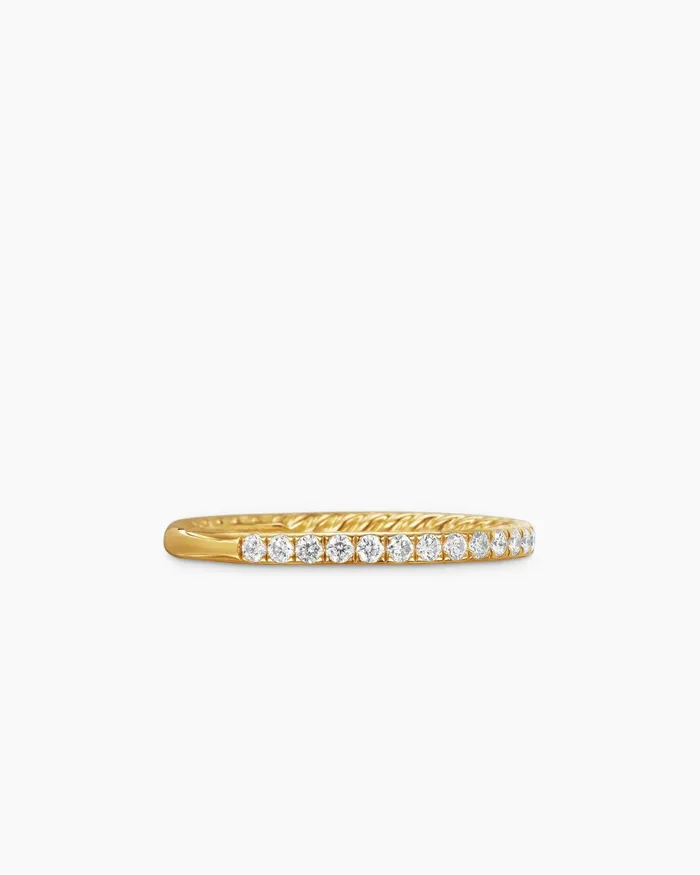 DY Eden Partway Band Ring In 18K Yellow Gold With Diamonds 185mm Women David Yurman Band DY Eden Partway Band Ring In 18K Yellow Gold With Diamonds 185mm Women David Yurman Band