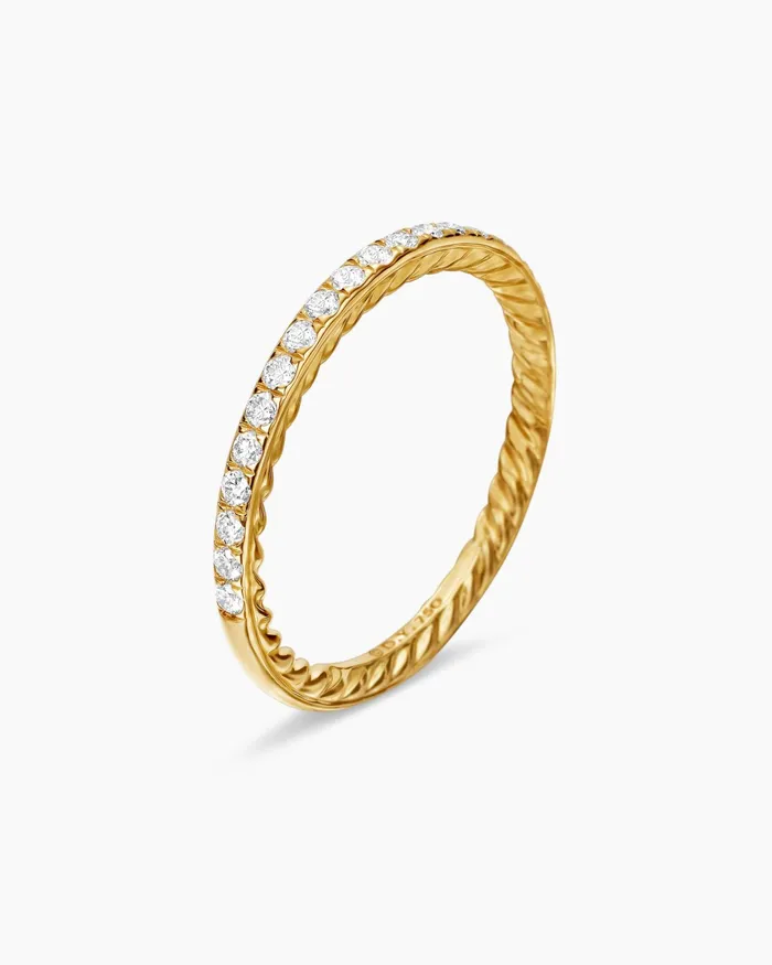 DY Eden Partway Band Ring In 18K Yellow Gold With Diamonds 185mm Women David Yurman Band DY Eden Partway Band Ring In 18K Yellow Gold With Diamonds 185mm Women David Yurman Band