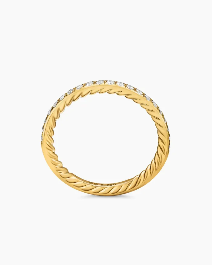 DY Eden Partway Band Ring In 18K Yellow Gold With Diamonds 185mm Women David Yurman Band DY Eden Partway Band Ring In 18K Yellow Gold With Diamonds 185mm Women David Yurman Band
