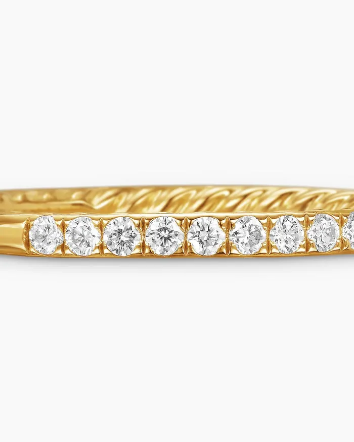 DY Eden Partway Band Ring In 18K Yellow Gold With Diamonds 185mm Women David Yurman Band DY Eden Partway Band Ring In 18K Yellow Gold With Diamonds 185mm Women David Yurman Band