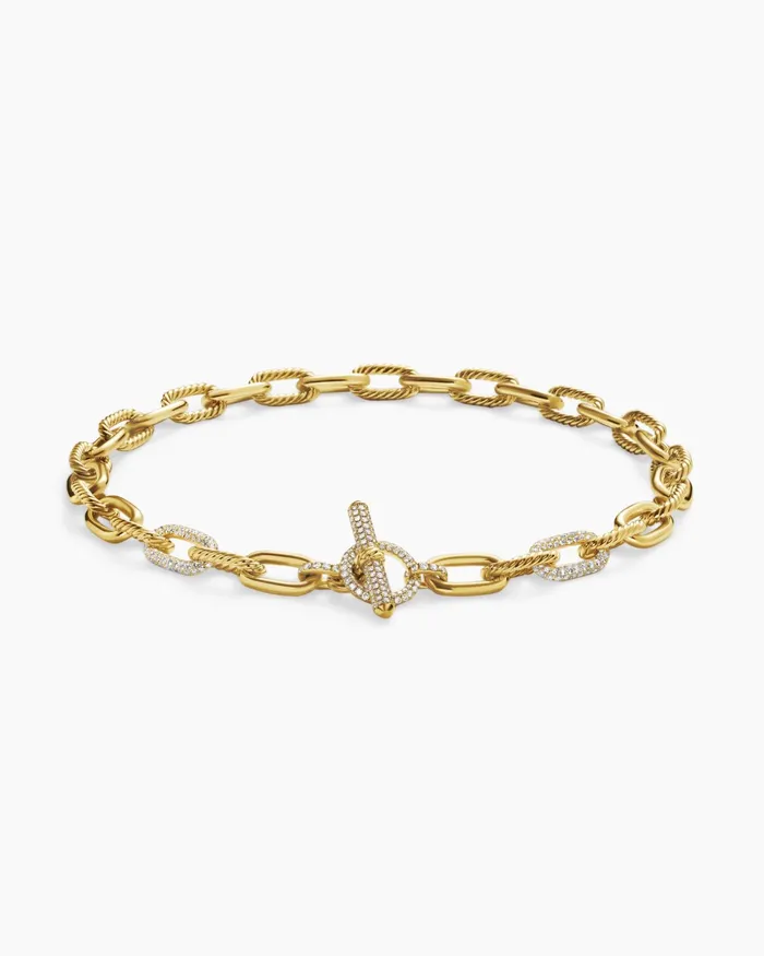 DY Madison Toggle Chain Necklace In 18K Yellow Gold With Diamond Links 11mm Women David Yurman Chain DY Madison Toggle Chain Necklace In 18K Yellow Gold With Diamond Links 11mm Women David Yurman Chain