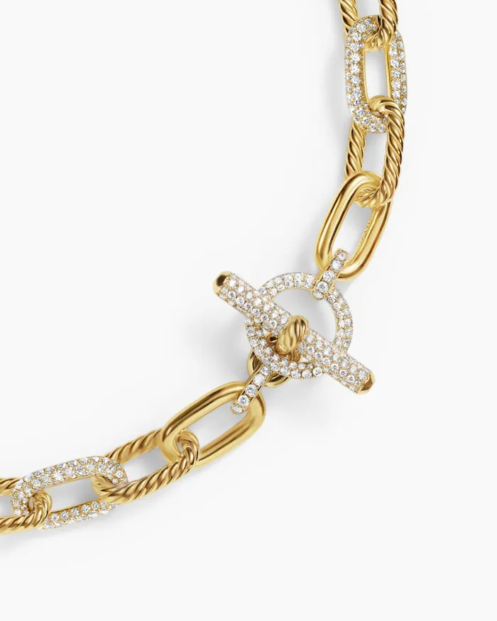 DY Madison Toggle Chain Necklace In 18K Yellow Gold With Diamond Links 11mm Women David Yurman Chain DY Madison Toggle Chain Necklace In 18K Yellow Gold With Diamond Links 11mm Women David Yurman Chain
