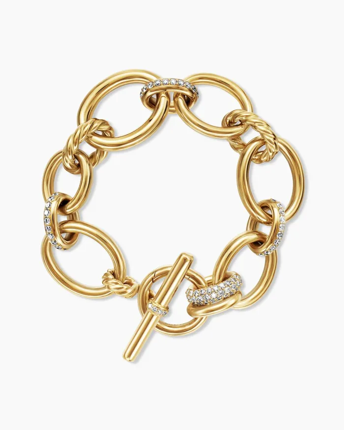 DY Mercer Chain Bracelet In 18K Yellow Gold With Diamonds 25mm Women David Yurman Chain DY Mercer Chain Bracelet In 18K Yellow Gold With Diamonds 25mm Women David Yurman Chain