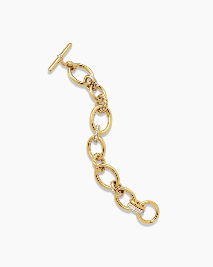 DY Mercer Chain Bracelet In 18K Yellow Gold With Diamonds 25mm Women David Yurman Chain DY Mercer Chain Bracelet In 18K Yellow Gold With Diamonds 25mm Women David Yurman Chain
