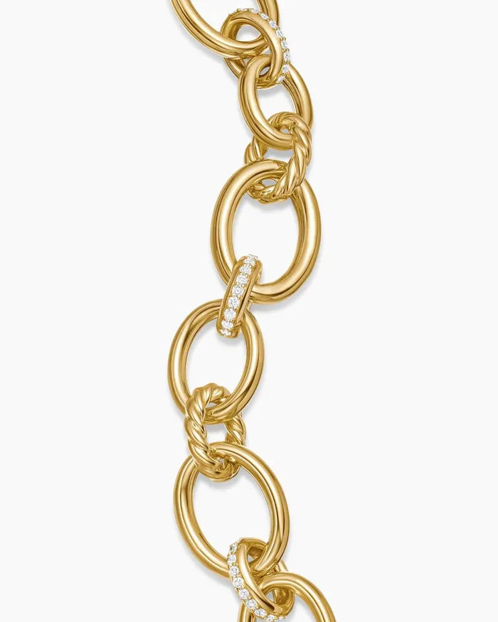 DY Mercer Chain Bracelet In 18K Yellow Gold With Diamonds 25mm Women David Yurman Chain DY Mercer Chain Bracelet In 18K Yellow Gold With Diamonds 25mm Women David Yurman Chain