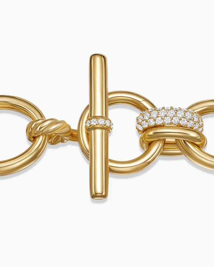 DY Mercer Chain Bracelet In 18K Yellow Gold With Diamonds 25mm Women David Yurman Chain DY Mercer Chain Bracelet In 18K Yellow Gold With Diamonds 25mm Women David Yurman Chain