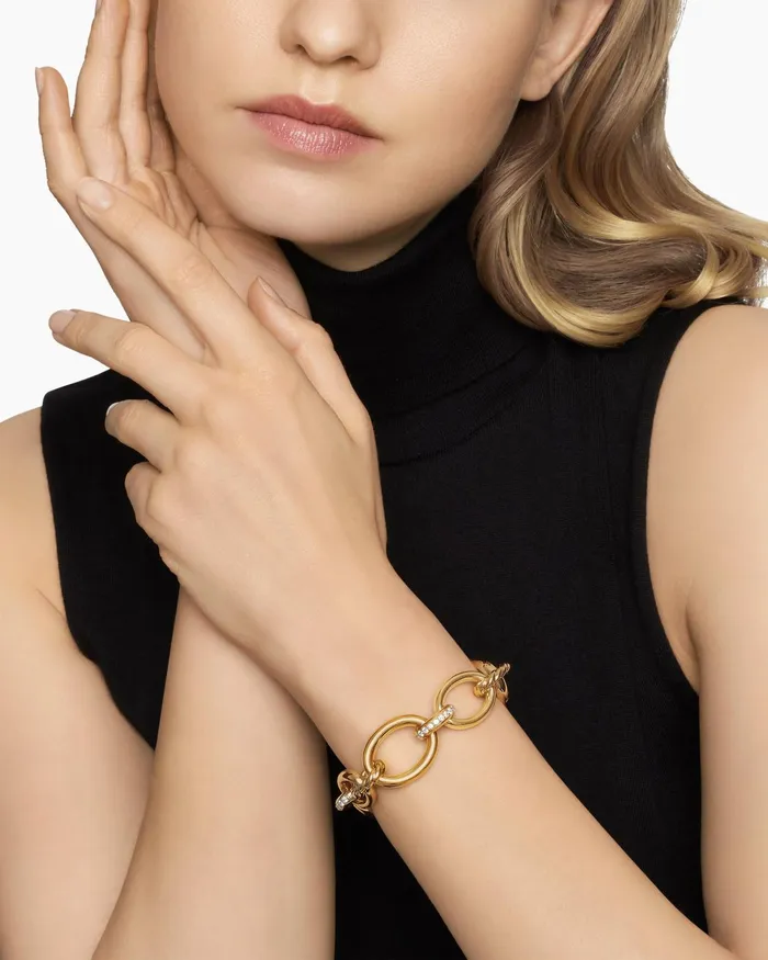DY Mercer Chain Bracelet In 18K Yellow Gold With Diamonds 25mm Women David Yurman Chain DY Mercer Chain Bracelet In 18K Yellow Gold With Diamonds 25mm Women David Yurman Chain