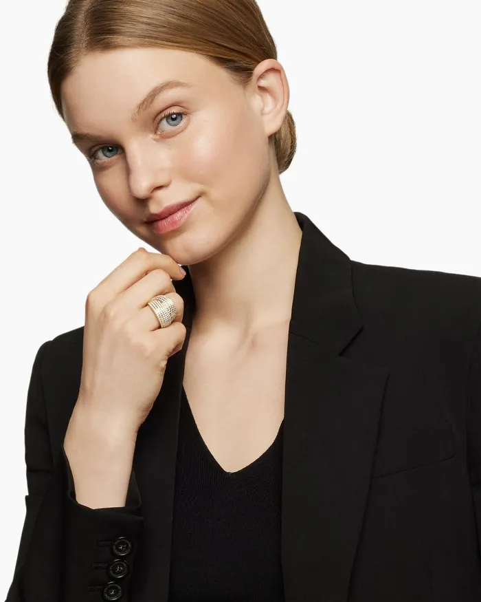 DY Origami Ring In 18K Yellow Gold With Diamonds 195mm Women David Yurman Statement DY Origami Ring In 18K Yellow Gold With Diamonds 195mm Women David Yurman Statement