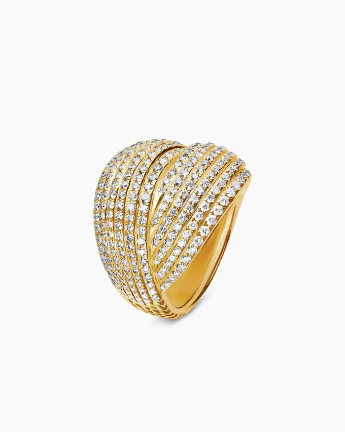 DY Origami Ring In 18K Yellow Gold With Diamonds 195mm Women David Yurman Statement DY Origami Ring In 18K Yellow Gold With Diamonds 195mm Women David Yurman Statement
