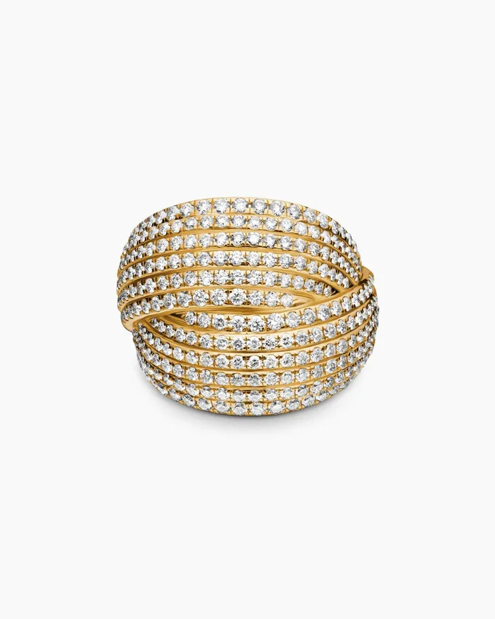 DY Origami Ring In 18K Yellow Gold With Diamonds 195mm Women David Yurman Statement DY Origami Ring In 18K Yellow Gold With Diamonds 195mm Women David Yurman Statement