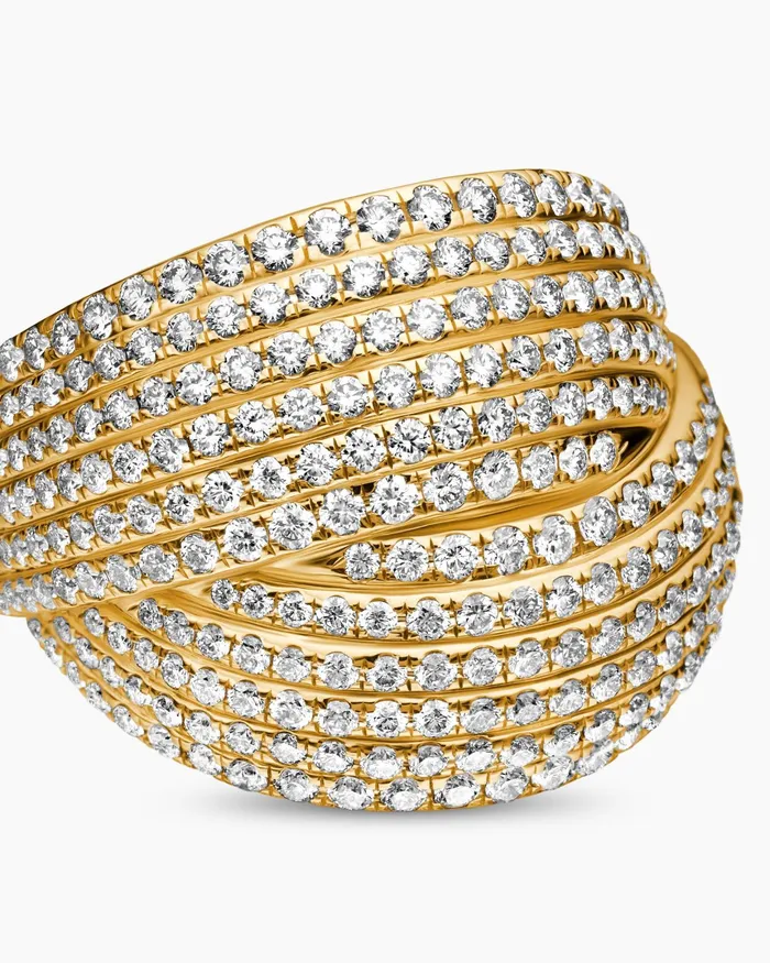 DY Origami Ring In 18K Yellow Gold With Diamonds 195mm Women David Yurman Statement DY Origami Ring In 18K Yellow Gold With Diamonds 195mm Women David Yurman Statement
