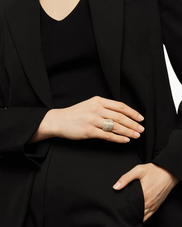 DY Origami Ring In 18K Yellow Gold With Diamonds 195mm Women David Yurman Statement DY Origami Ring In 18K Yellow Gold With Diamonds 195mm Women David Yurman Statement