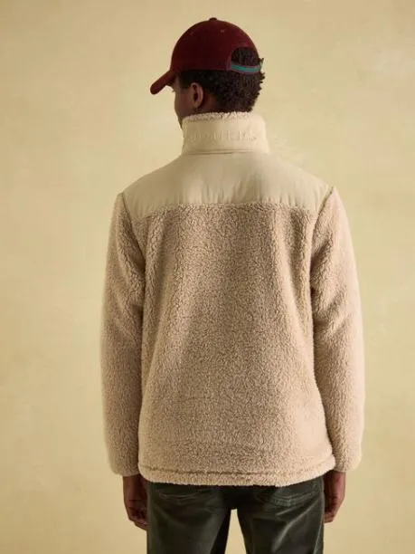 Fleeces and Sweatshirts Men Joules Cream Quarter Zip Borg Fleece Sweatshirt