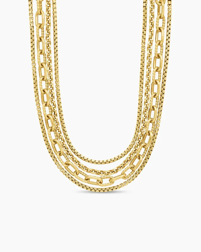 Four Row Mixed Chain Bib Necklace In 18K Yellow Gold Women David Yurman Chain Four Row Mixed Chain Bib Necklace In 18K Yellow Gold Women David Yurman Chain