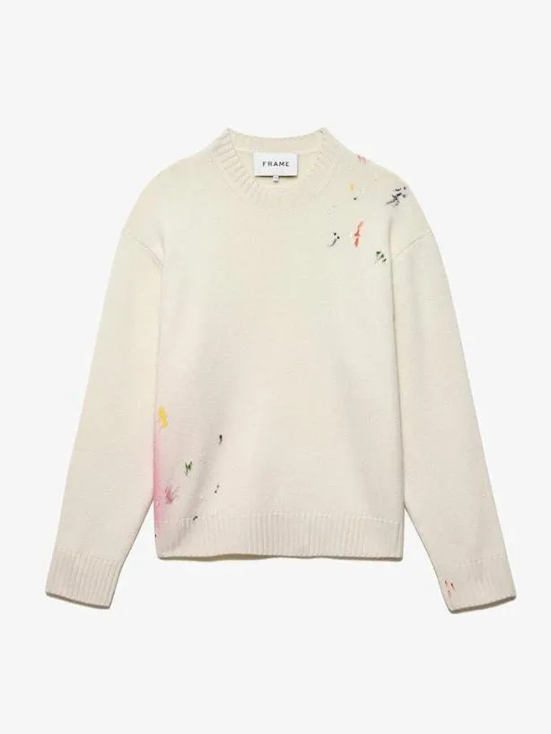 Frame Color Spray Sweater In Off White Multi Off White Multi Men Sweaters and Hoodies