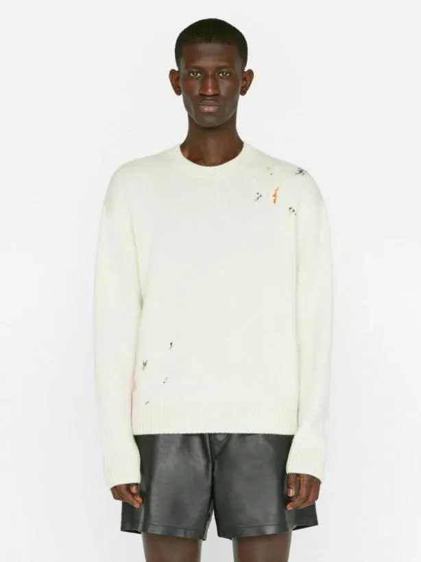 Frame Color Spray Sweater In Off White Multi Off White Multi Men Sweaters and Hoodies Frame Color Spray Sweater In Off White Multi Off White Multi Men Sweaters and Hoodies