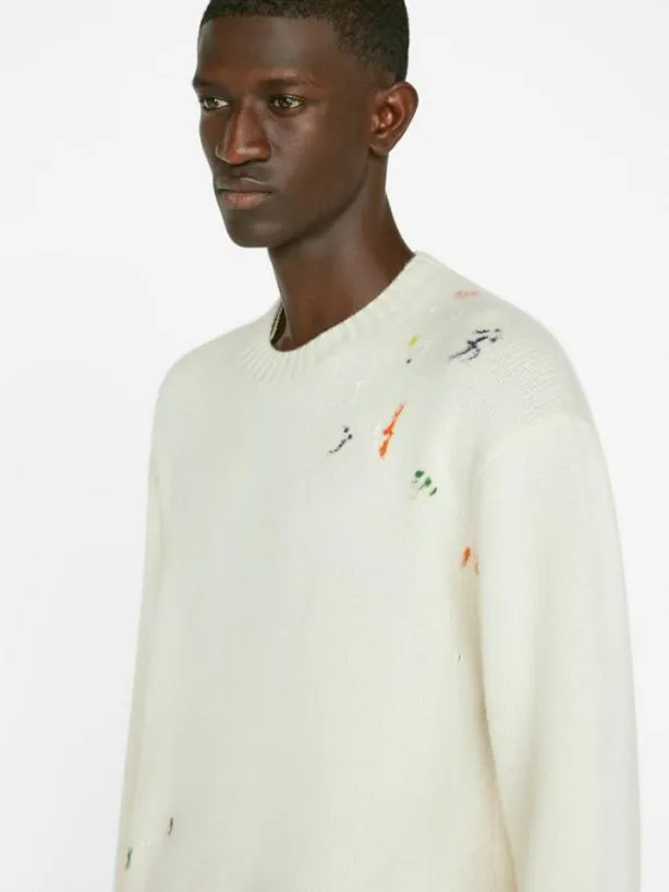 Frame Color Spray Sweater In Off White Multi Off White Multi Men Sweaters and Hoodies Frame Color Spray Sweater In Off White Multi Off White Multi Men Sweaters and Hoodies