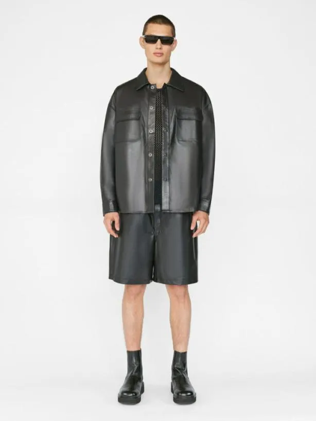 Frame Leather Shirt In Noir Noir Men Shirts Frame Leather Shirt In Noir Noir Men Shirts