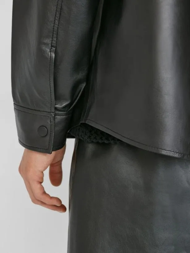 Frame Leather Shirt In Noir Noir Men Shirts Frame Leather Shirt In Noir Noir Men Shirts