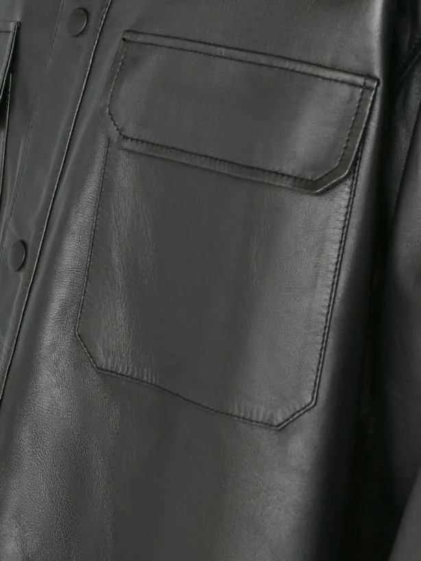 Frame Leather Shirt In Noir Noir Men Shirts Frame Leather Shirt In Noir Noir Men Shirts