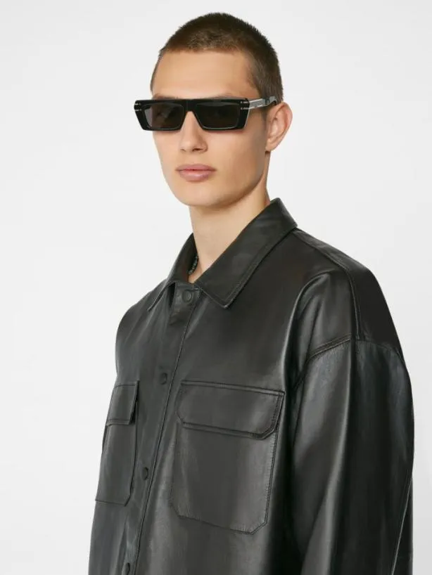 Frame Leather Shirt In Noir Noir Men Shirts Frame Leather Shirt In Noir Noir Men Shirts