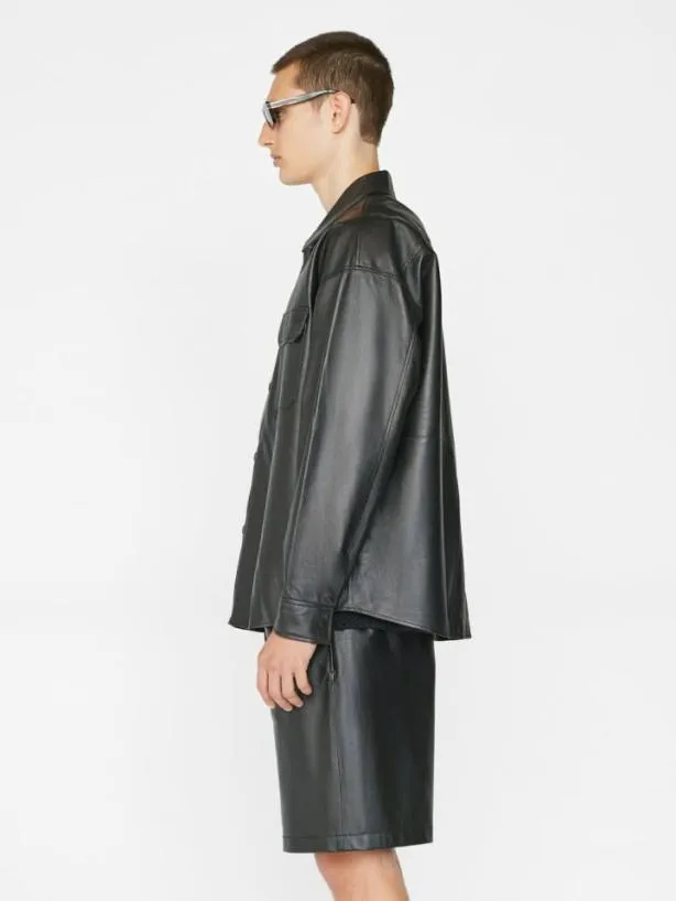 Frame Leather Shirt In Noir Noir Men Shirts Frame Leather Shirt In Noir Noir Men Shirts