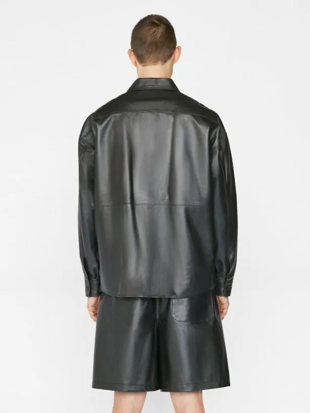 Frame Leather Shirt In Noir Noir Men Shirts Frame Leather Shirt In Noir Noir Men Shirts