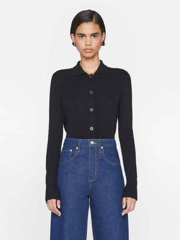 Frame Shrunken Cashmere Cardi In Noir Noir Women Sweaters Frame Shrunken Cashmere Cardi In Noir Noir Women Sweaters