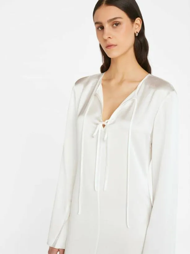 Frame Tie Front Bell Sleeve Dress In Off White Off White Women Dresses and Jumpsuits Frame Tie Front Bell Sleeve Dress In Off White Off White Women Dresses and Jumpsuits