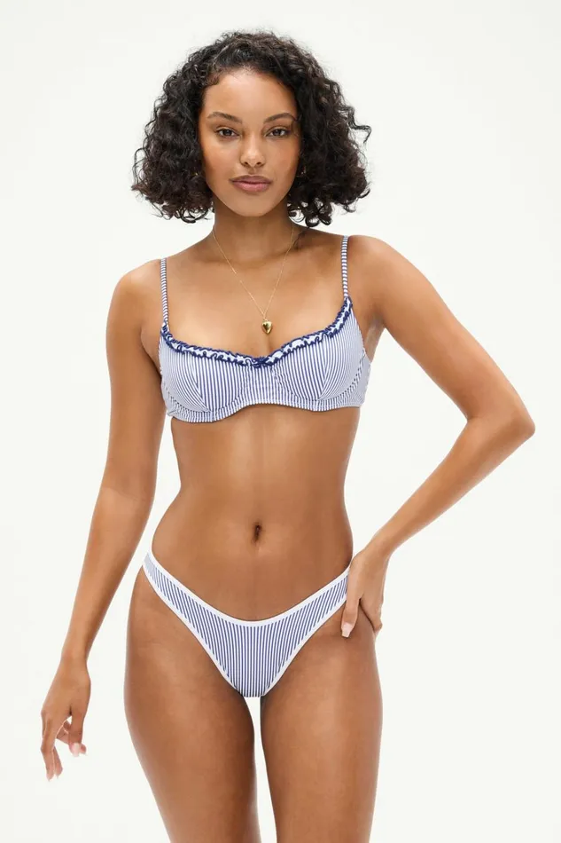 Frankies Bikinis Cola Striped Underwire Bikini Top Ocean Stripe Women Bikinis