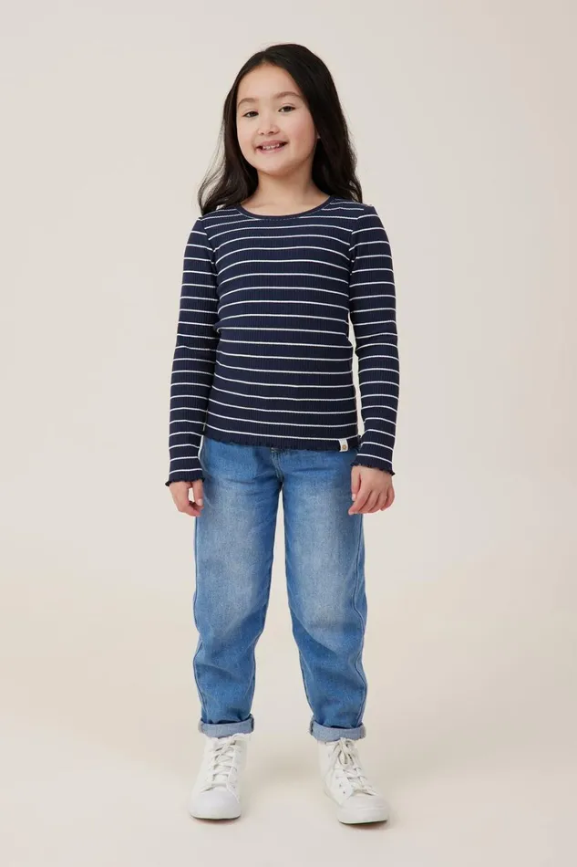 Girls Tops and TShirts Cotton On Jade Crew Navy Blazervanilla Stripe Girls Tops and TShirts Cotton On Jade Crew Navy Blazervanilla Stripe