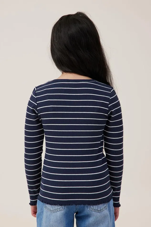 Girls Tops and TShirts Cotton On Jade Crew Navy Blazervanilla Stripe Girls Tops and TShirts Cotton On Jade Crew Navy Blazervanilla Stripe