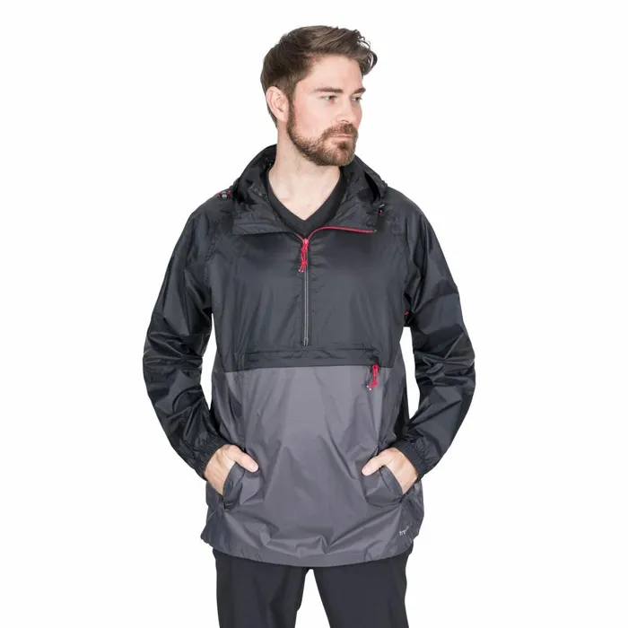 Gusty Waterproof Packaway Jacket Black Men Trespass Packaway Jackets