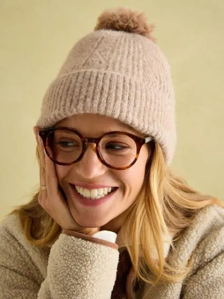 Hats Women Joules Camel Knitted Bobble Hat