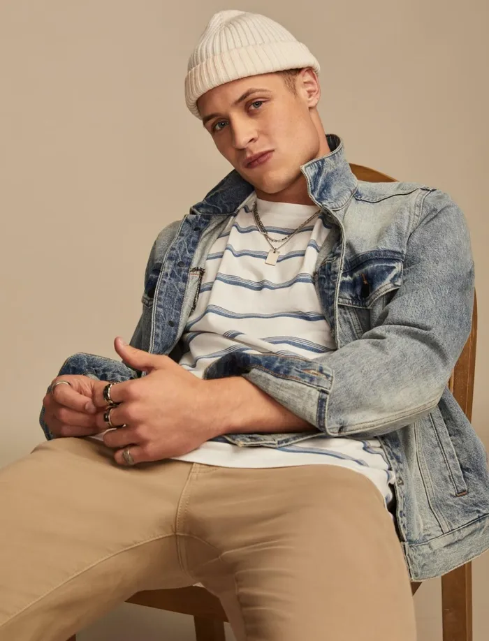 Indigo Stripe Tee Multi Men Lucky Brand Shirts and Tops