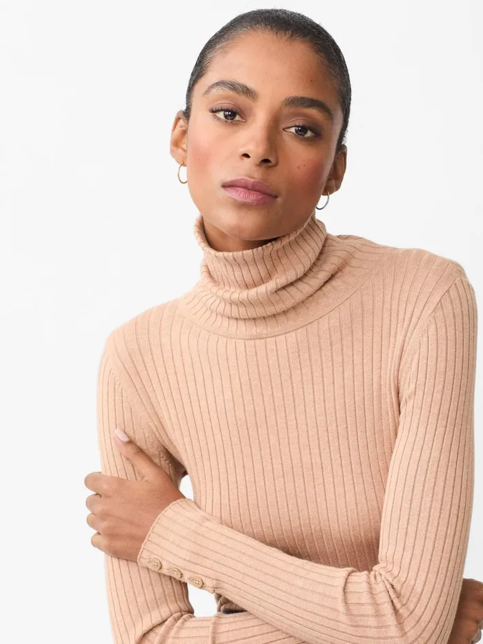 JMclaughlin Arlette Turtleneck Heather Camel Women Sweaters