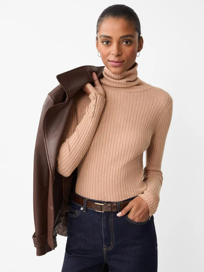 JMclaughlin Arlette Turtleneck Heather Camel Women Sweaters
