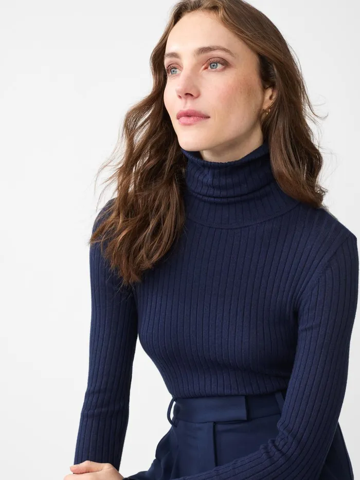 JMclaughlin Arlette Turtleneck Navy Women Sweaters