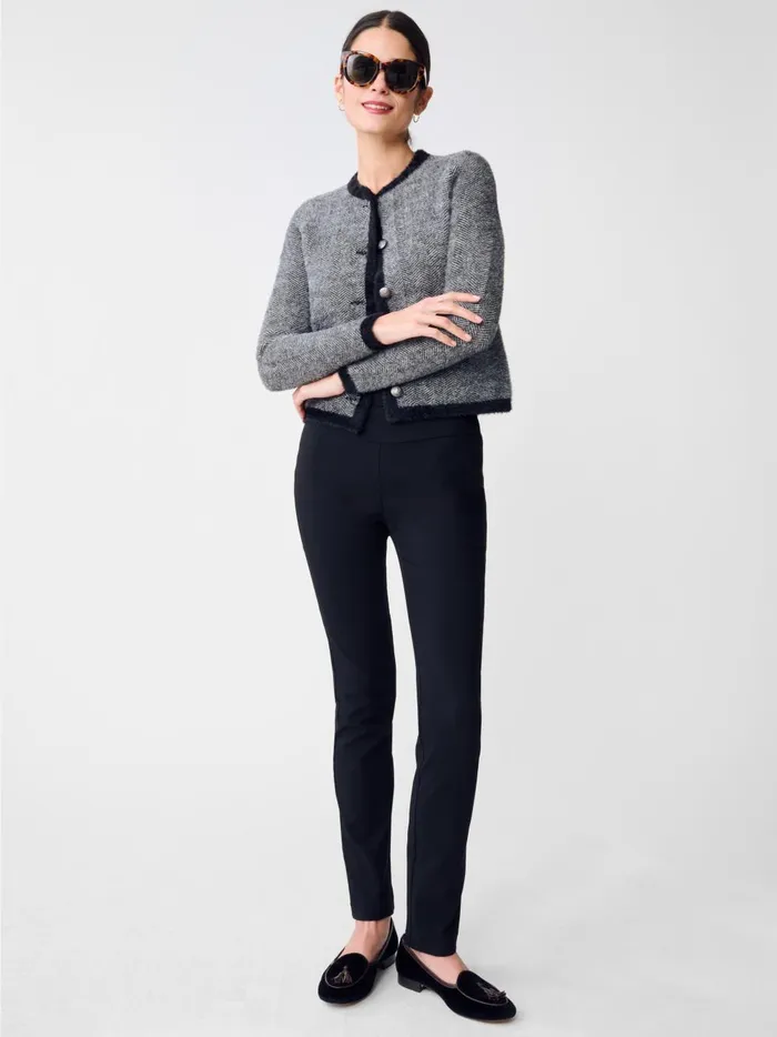 JMclaughlin Inez Cardigan In Herringbone Jacquard Blackoff White Women Sweaters JMclaughlin Inez Cardigan In Herringbone Jacquard Blackoff White Women Sweaters