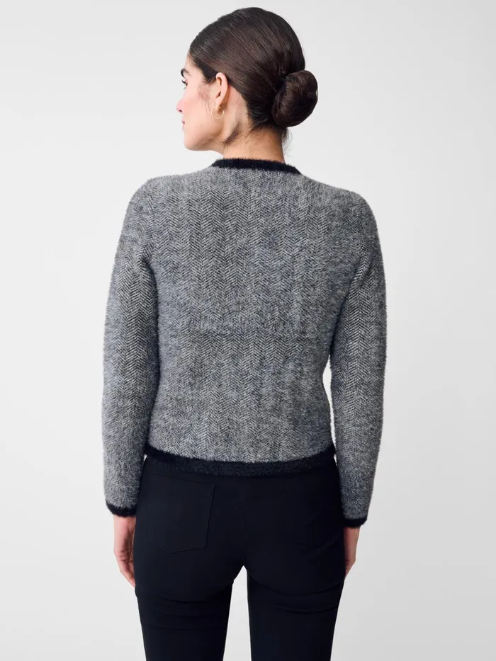 JMclaughlin Inez Cardigan In Herringbone Jacquard Blackoff White Women Sweaters JMclaughlin Inez Cardigan In Herringbone Jacquard Blackoff White Women Sweaters