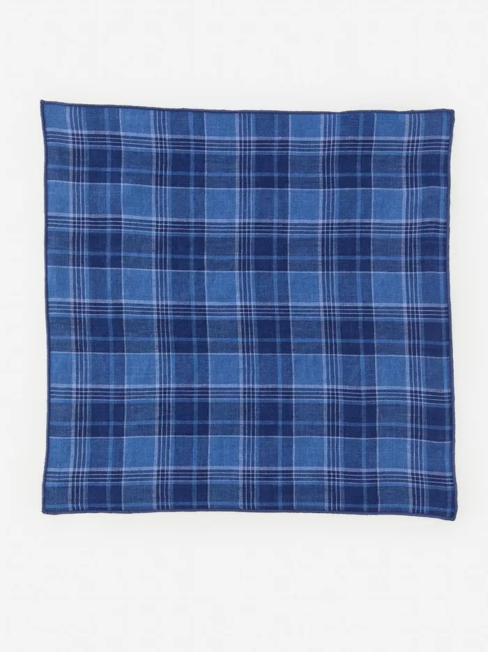 JMclaughlin Linen Pocket Square In Plaid Navychambray Men Pocket Squares JMclaughlin Linen Pocket Square In Plaid Navychambray Men Pocket Squares