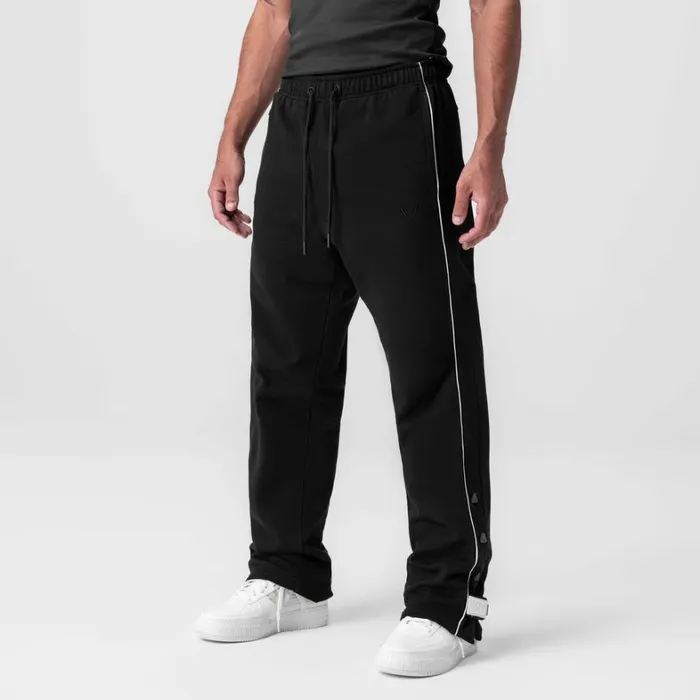 Joggers and Pants Men ASRV Herringbone Terry Snap Button Sweats Black