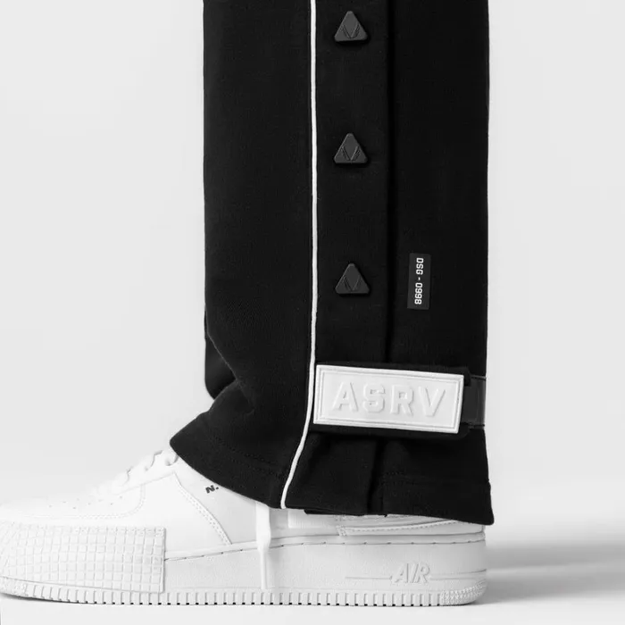Joggers and Pants Men ASRV Herringbone Terry Snap Button Sweats Black