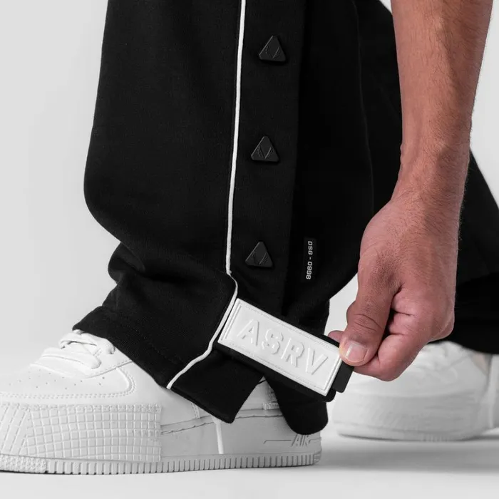 Joggers and Pants Men ASRV Herringbone Terry Snap Button Sweats Black