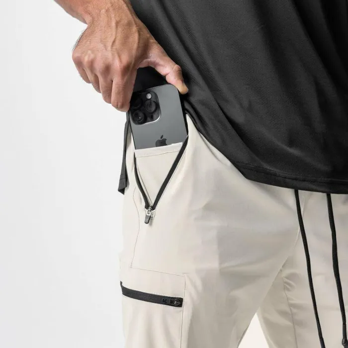 Joggers and Pants Men ASRV TetraLite Inlay Pocket High Rib Jogger Sand Smoke