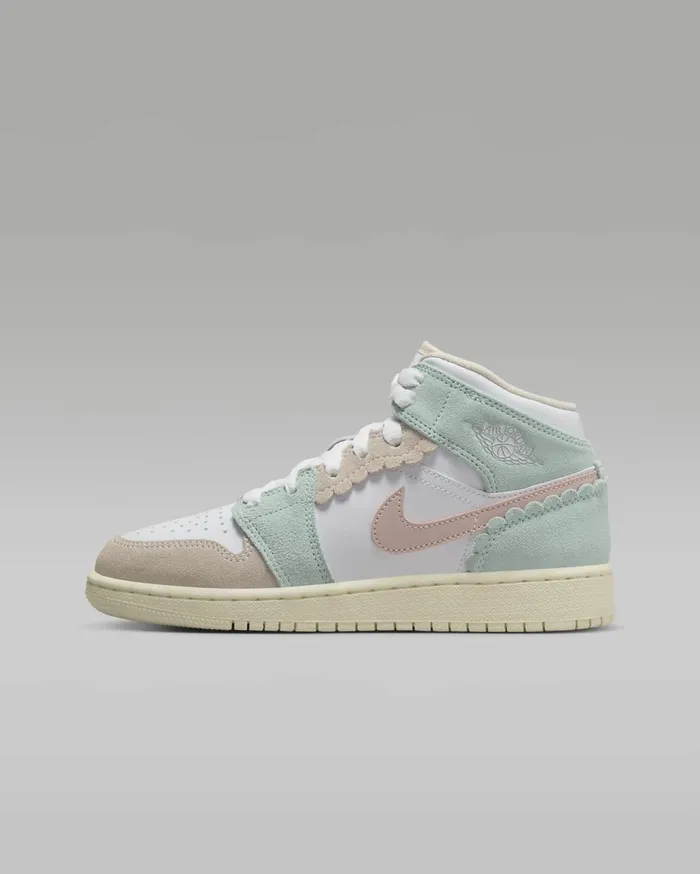 Jordan Kids Nike Air Jordan 1 Mid SE Whitejade Iceguava Icepink Oxford